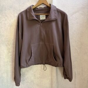 Abercrombie & Fitch Sweatshirt Womens Medium Quarter Zip Cropped SoftAF Fleece